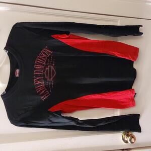 Harley-Davidson black red XL ladies long sleeve shirt